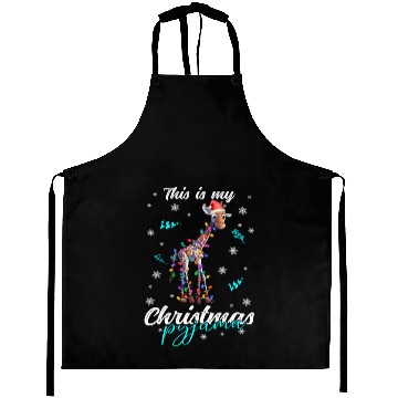 Discover Winter Christmas Pyjama Giraffe Aprons
