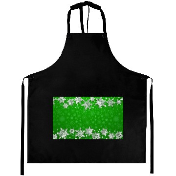 Discover Elegant Green Winter Snowflakes Pattern Aprons