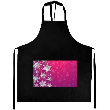 Discover Elegant Christmas Snowflakes Pattern Pink Aprons