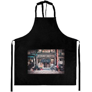 Discover Vintage Bicycle by a Tiny Nostalgic Store Painting Aprons