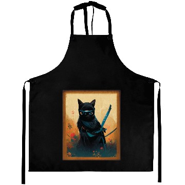 Discover Black Cat Ninja Samurai Aprons