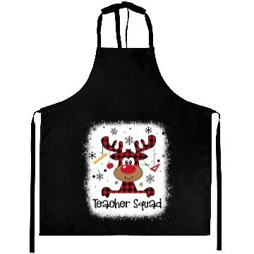 Discover Bleached Teacher Squad Reindeer Funny Teacher Aprons