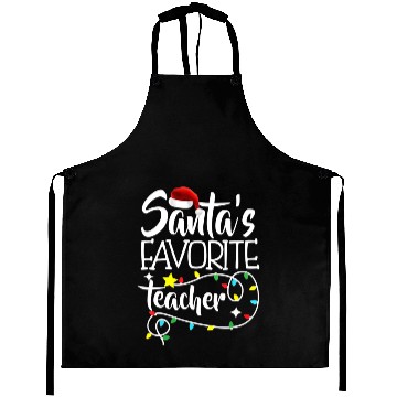 Discover Santa's Favorite Teacher Christmas lights Santa Aprons