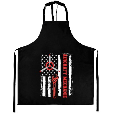 Discover Aircraft Mechanic Us Flag Aprons