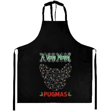 Discover cute christmas pug christmas lights face Aprons