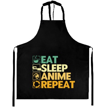 Discover Eat Sleep Anime Repeat Aprons