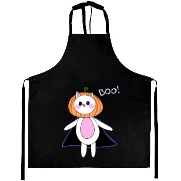 Discover cute cat in halloween melon costume Aprons
