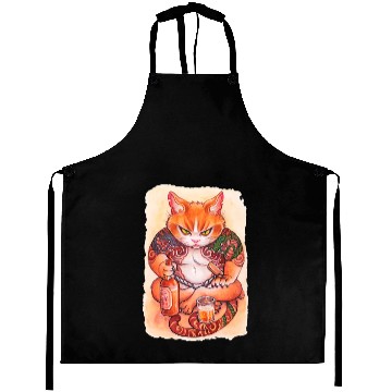 Discover Grumpy Yakuza Cat Aprons