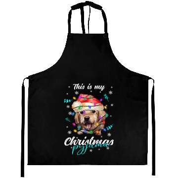 Discover Winter Christmas Pyjama Golden Retriever Aprons