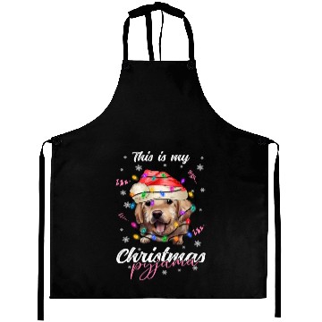Discover Winter Christmas Pyjama Golden Retriever Aprons