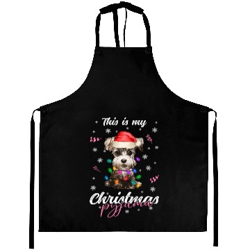 Discover Winter Christmas Pyjama Miniature Schnauzer Aprons