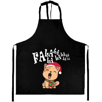 Discover Cute Christmas Cat Singing Fa la la la Song Aprons