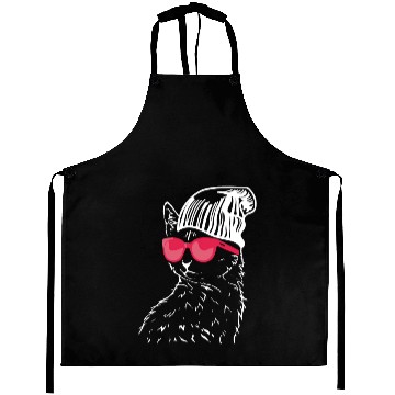 Discover Funny Cat with Red Sunglasses Aprons