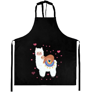 Discover Cute Llama Sloth Best Friends Happy Aprons