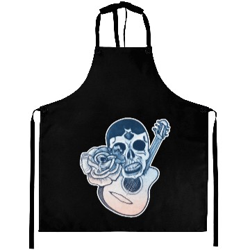 Discover Grotesque Rock And Roll Skull & Guitar Aprons