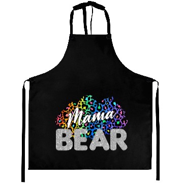 Discover Mama Bear Leopard Silver Glitter Aprons