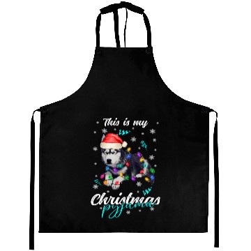 Discover Winter Christmas Pyjama Husky Aprons
