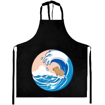 Discover Wave Capybara Surfing Rodent Funny Animal Lover Aprons
