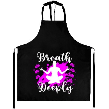 Discover Yoga Aprons Breath Deeply Pink Lotus Gift Aprons