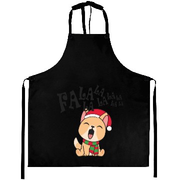 Discover Cute Christmas Dog Singing Fa la la la Song Aprons
