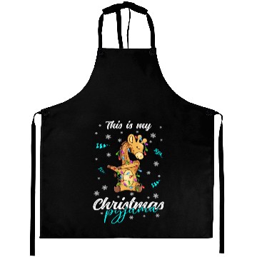 Discover Winter Christmas Pyjama Giraffe Aprons