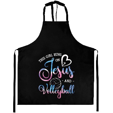 Discover This Girl Runs On Jesus And Volleyball Player Chri Aprons