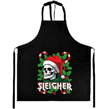 Discover Sleigher Heavy Metal Santa Aprons