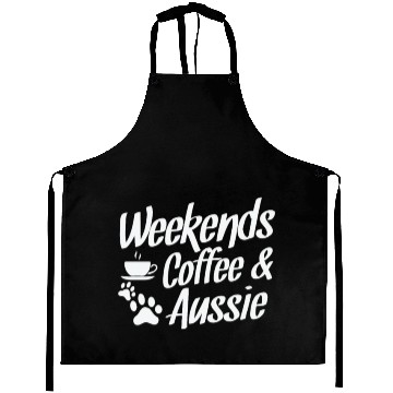 Discover Weekends Coffee and Aussie Australian Shepherd Aprons