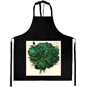 Discover Green and Gold Glam Roses Pattern Aprons