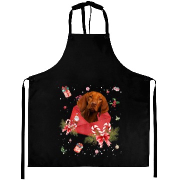 Discover Vizsla Dog In Christmas Card Ornament Pajama Xmas Aprons