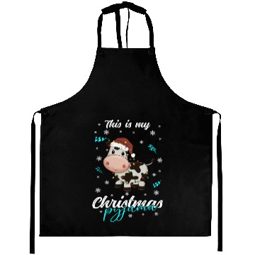 Discover Winter Christmas Pyjama Cow Aprons