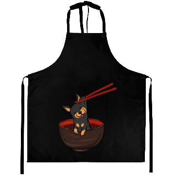 Discover Miniature Pinscher Dipping Noodles Aprons