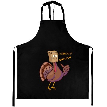 Discover Thanksgiving Funny Turkey Fake Cat Retro Meow Aprons