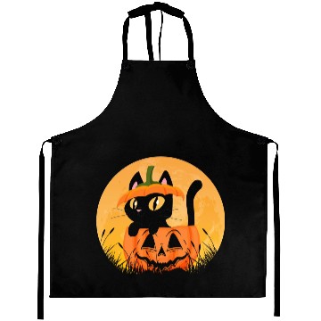 Discover Cute Halloween Pumpkin Cat Lover Aprons