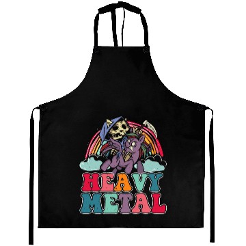 Discover Heavy Grim Unicorn Rainbow Metal Music Lover Rock Aprons