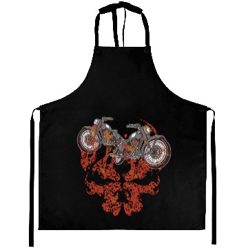 Discover Motorcycle Grim Skull Biker Flame Aprons