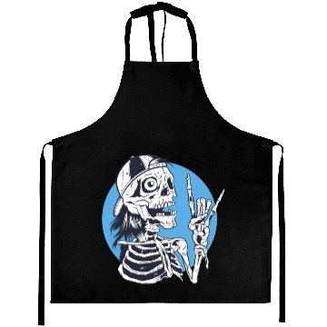 Discover Skeleton rock and roll cartoon Aprons