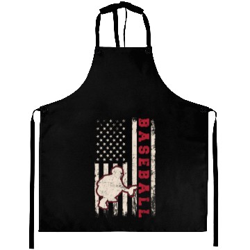 Discover Baseball Catcher USA Flag Patriotic American Flag Aprons