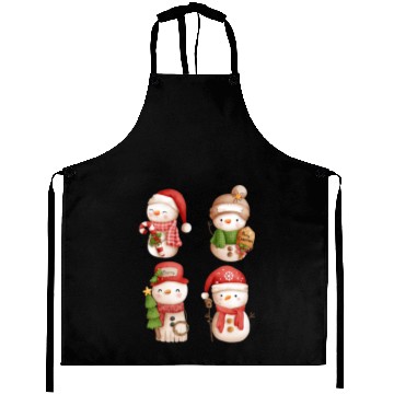 Discover Snowmen in christmas mode happy holidays Aprons