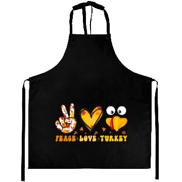 Discover Peace Love Turkey Gobble Turkey Day Aprons