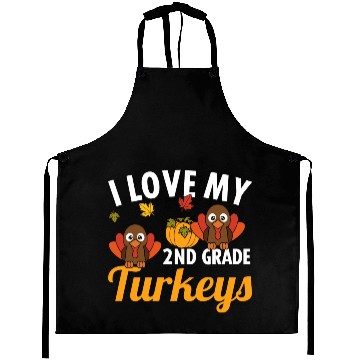 Discover I love my 2nd grade Turkeys Thanksgiving Aprons