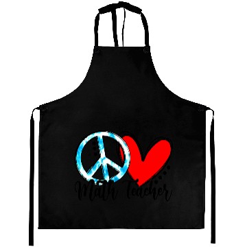 Discover Peace Love Math Teacher Funny Back To School Aprons