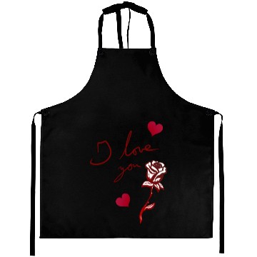 Discover i love you rose heart flowers Aprons