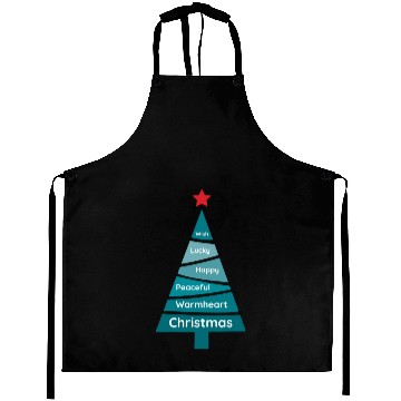 Discover Minimalist Teal Blue Christmas Pine Aprons