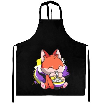Discover Nonbinary Pride Kawaii Fox Ramen Noodles Non Binar Aprons