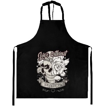 Discover Love With No Regrets Skull With Roses Gift Aprons