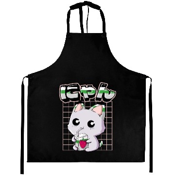 Discover Demiromantic Pride Kawaii Cat Strawberry Milk Aprons