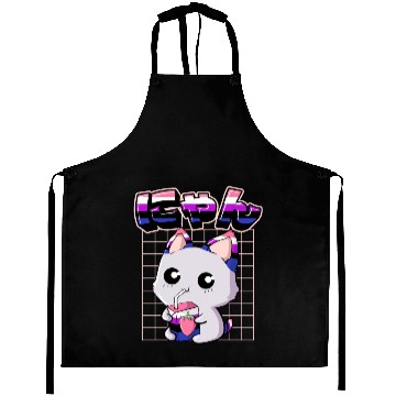 Discover Genderfluid Pride Kawaii Cat Strawberry Milk Aprons