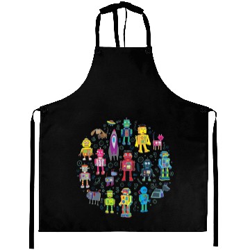 Discover Robots in Space grey fun Robot Aprons