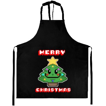 Discover Merry Christmas I Xmas I 8 Bit Pixelated Aprons